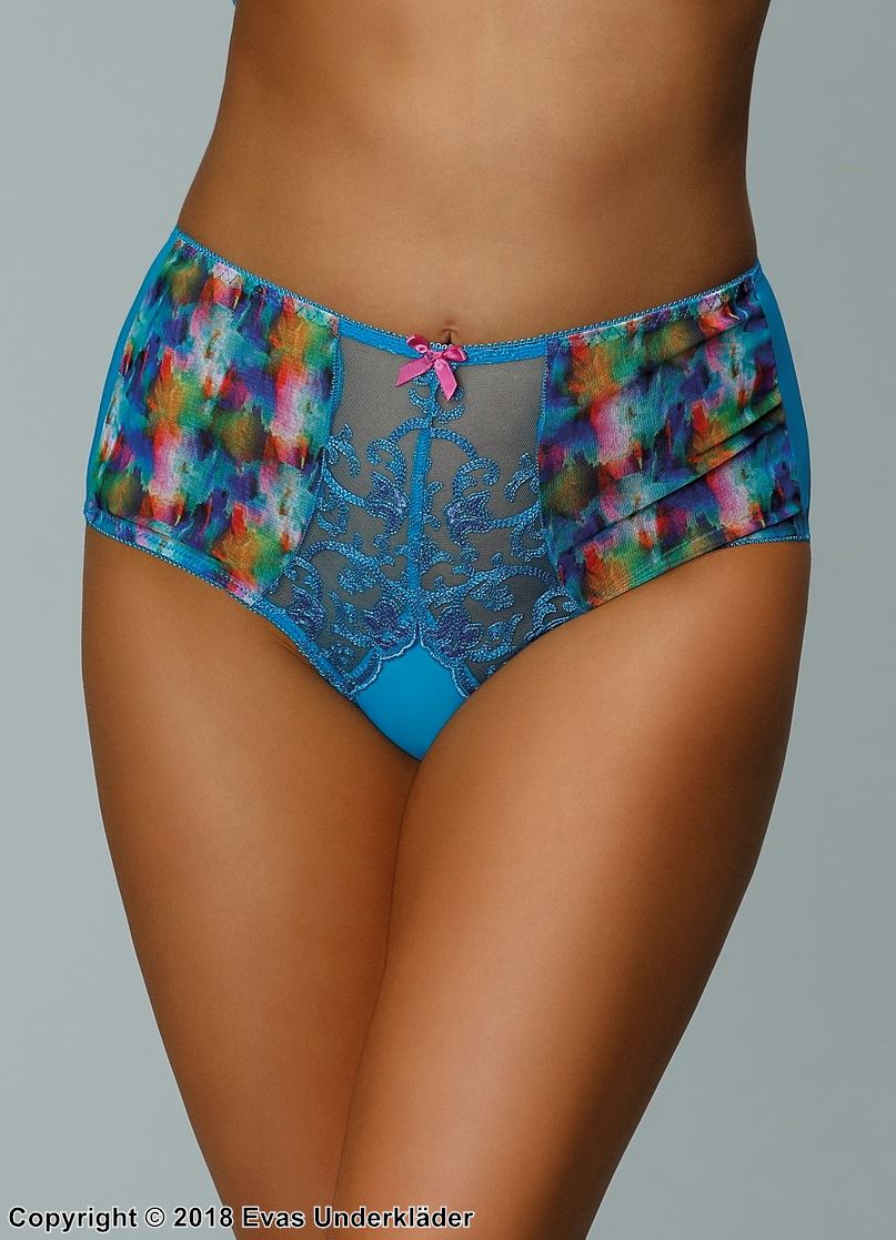 Colorful briefs, sheer mesh, hand dye, plus size